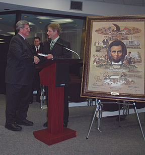 Tom Kennedy accepts key to his hometown, Owensboro, Ketucky from Mayor Tom Watson