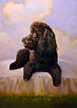 Sir Cookie of Robinson, dog portrait in oil in oil on canvas